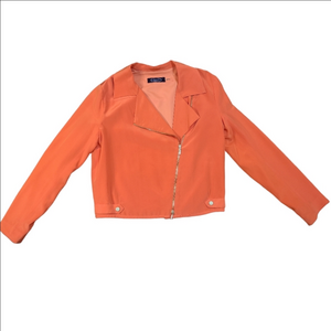 Magaschoni Coral Orange Silk  Women's Jacket Size 4